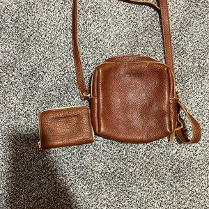 PORTLAND LEATHER brown small crossbody purse and wallet